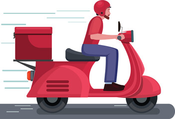 Vector illustration of a delivery man riding a scooter © Neelstudios/Wirestock Creators