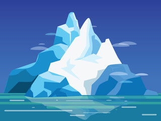 Vector illustration of an iceberg in the ocean