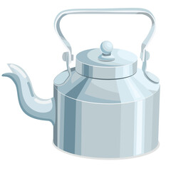 Silver kettle isolated on white background