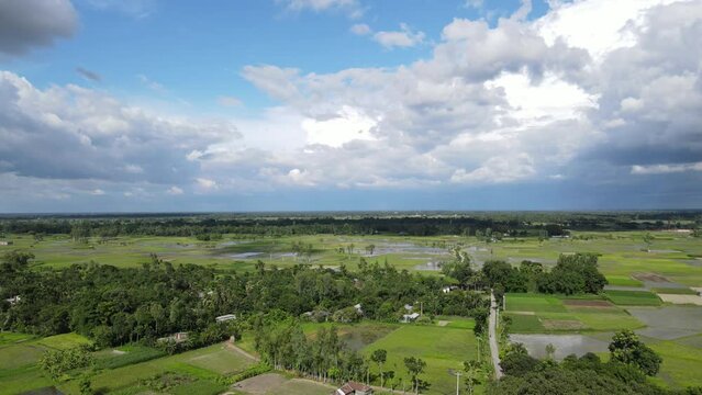 Aerial view of beautiful landscape with clouds, Bangladesh