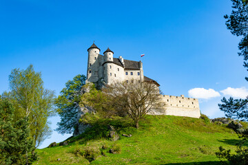 Fototapeta na wymiar rebuilt old castle in Bobolice