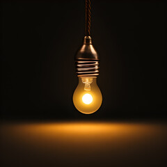 Incandescent light bulb on a dark background. 