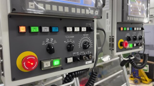 machine in production, button flashing