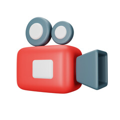 3d icon video camera isolated on transparent background