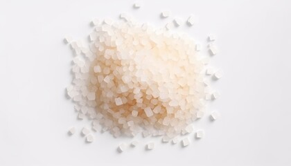 Fototapeta na wymiar Flat lay (top view) pile of Pure natural sea salt isolated on white background