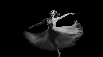 A classic black - and - white photograph capturing the elegance and grace of a ballet dancer in mid - air. generative ai