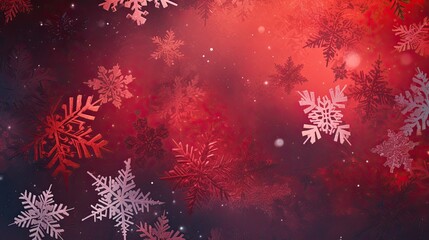 Fototapeta na wymiar Red Christmas background with white snowflakes. Generative AI