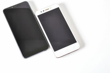 smartphones on white background