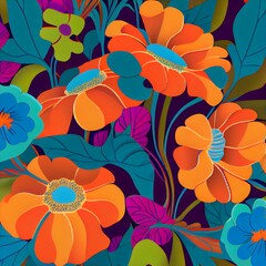 garden flowers repeating seamless pattern texture background, created by Generative AI.