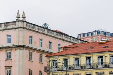 View over the historic buildings in downtown Lisbon,