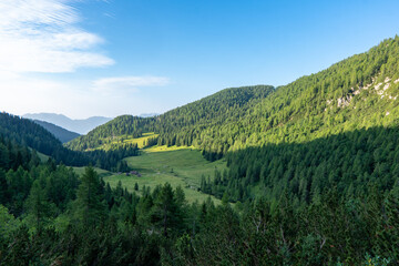 Fototapeta na wymiar Stunning view on the way to the summit, Soca Valley, Slovenia