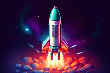 Rocket ship with a dark background by Generative AI