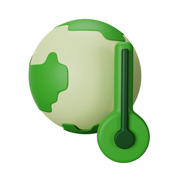 3d icon global warming isolated on transparent background