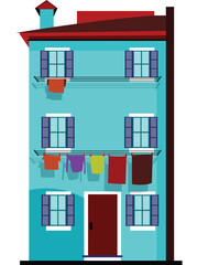 Vector of blue residential building