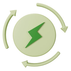 3d icon rewenable energy isolated on transparent background