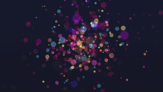 カラフルでレトロポップな玉ボケのアブストラクト　ループ　1秒毎のビート