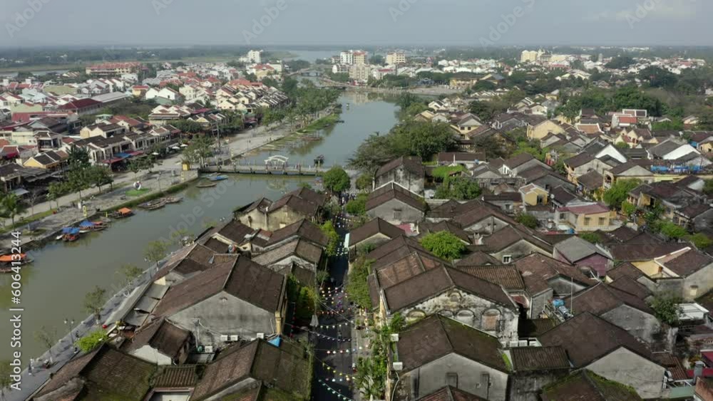 Poster drone footage of the ancient city of hoi an on vietnam's central coast