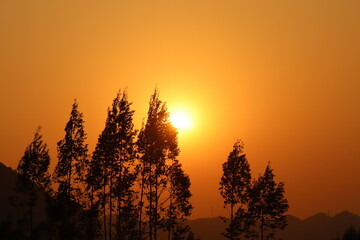 sunset in the mountains