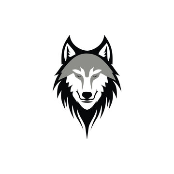 modern professional calm relax wolf head symmetrical symbol logo vector illustration template design 