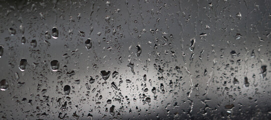 Drops on the window after storm.