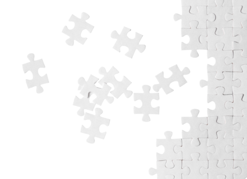White puzzle pieces, cut out