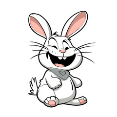 Obraz na płótnie Canvas Happy smiling bunny as cartoon character design (Generative AI)