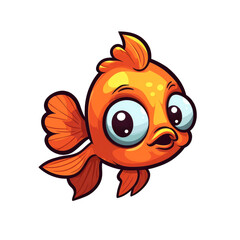 Happy smiling goldfish as cartoon character design (Generative AI)