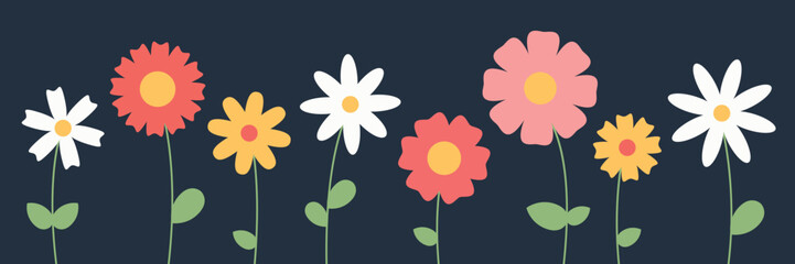 set of different flowers spring season collection