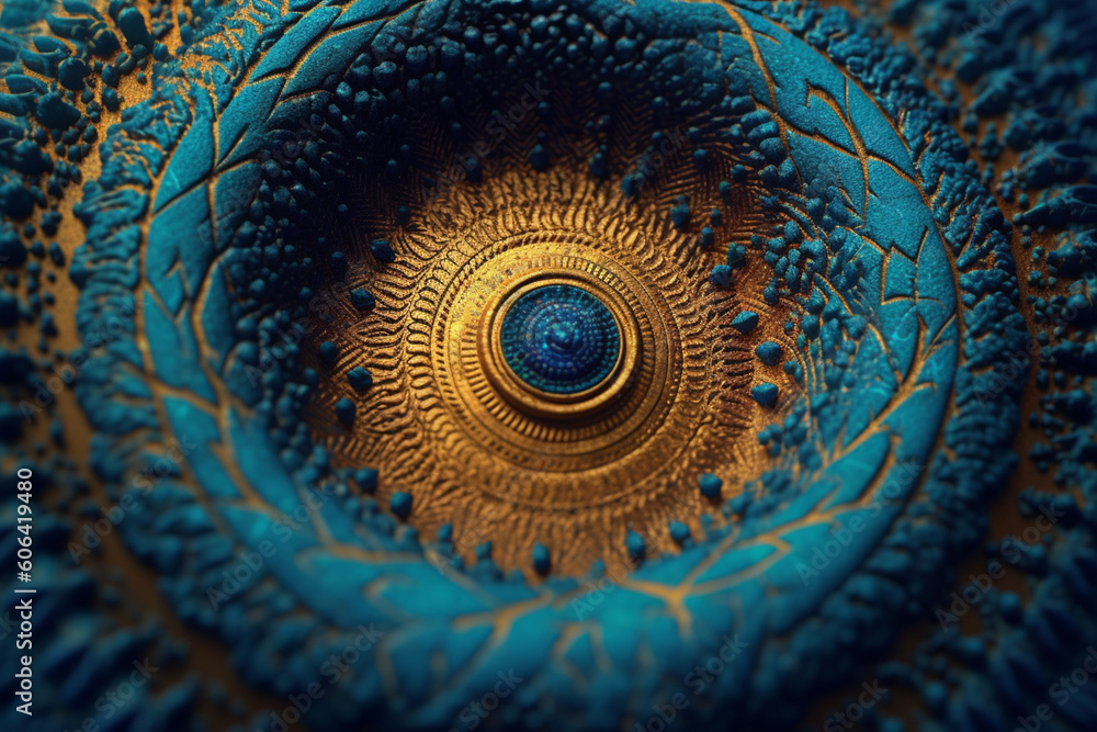 Poster A fingerprint composed of intricate mandala patterns, blending spirituality and individuality in a mesmerizing and symbolic image.  Generative AI technology.