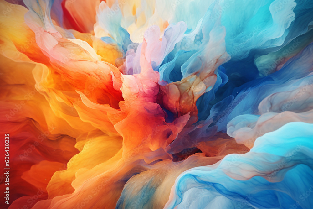 Aufkleber An abstract artwork featuring watercolor strokes and blends, creating a harmonious and fluid composition reminiscent of the movement of water. Generative AI technology.