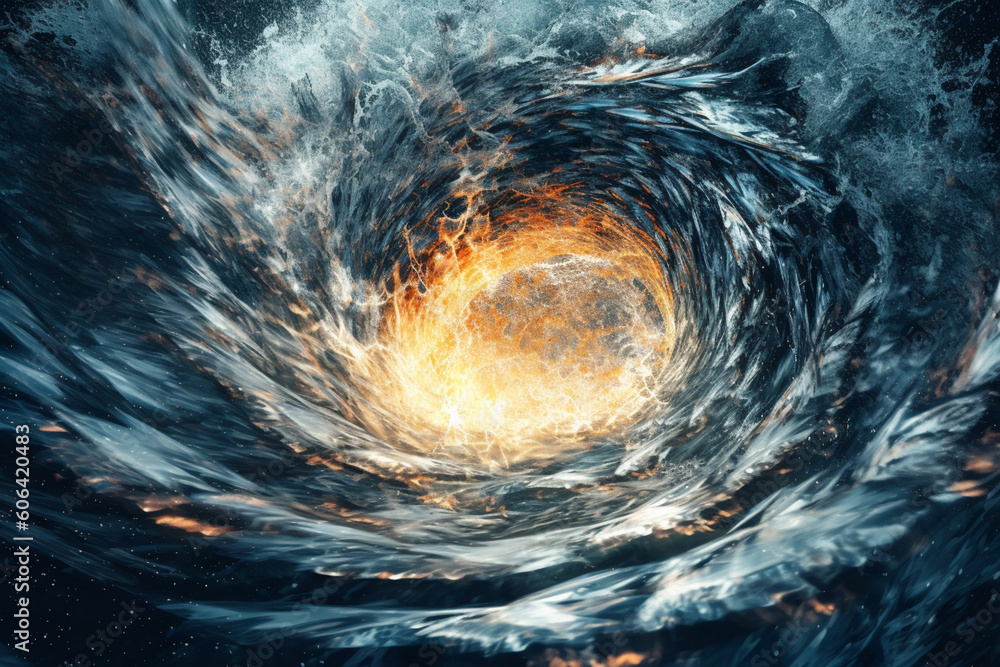 Fototapete an artistic representation of a water vortex or whirlpool, symbolizing the transformative and powerf