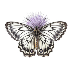 Fototapeta na wymiar Marbled white butterfly - Melanargia galathea. Transparent PNG. Generative AI
