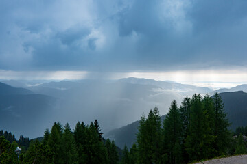 stormy weather in mountains or Giewont Peak, Tatra Mountains, Poland