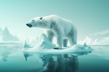 Naklejka na ściany i meble Polar bear ice swim. Generate Ai