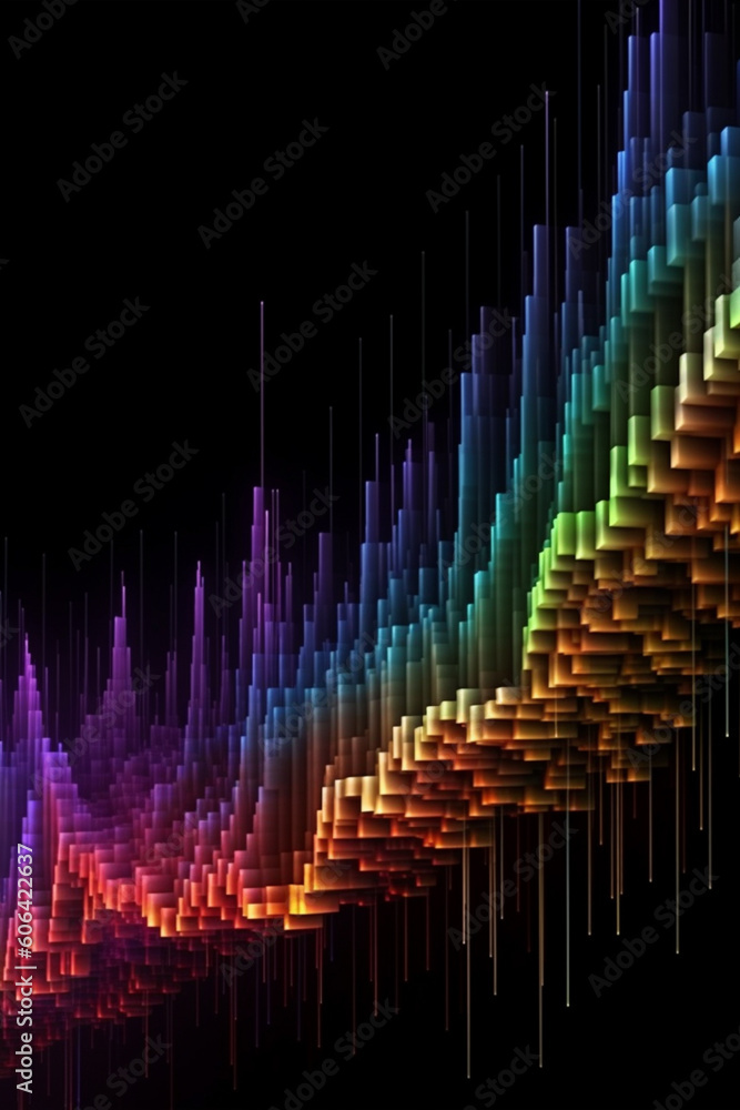Poster a time-lapse photograph capturing the movement of stock market chart lines over a period of time, il