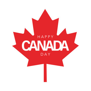 Happy Canada Day with Canadian leaves. Vector graphics