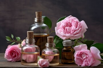 Obraz na płótnie Canvas Rose oil pots. Generate Ai