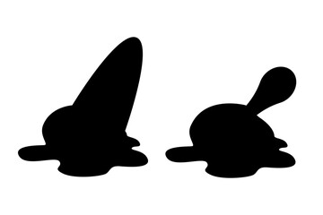 Hand drawn silhouette ice cream melted in an upside down flat design. Ice cream falling on the floor