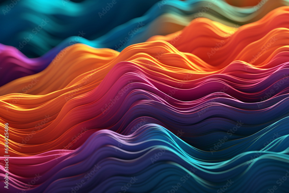 Poster a digital illustration of abstract waves or vibrations, symbolizing the energetic frequencies and re