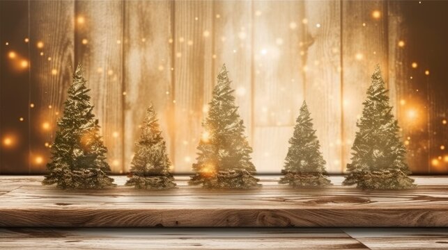 christmas tree with candles and snow, ai generative