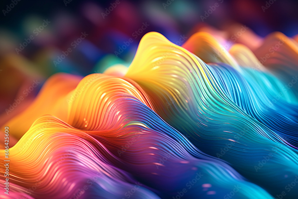 Poster a digital illustration of abstract waves or vibrations, symbolizing the energetic frequencies and re
