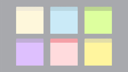 set posit of colorful realistic sticky note paper ,isolated on gray background , illustration Vector EPS 10 - obrazy, fototapety, plakaty