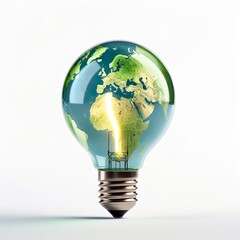 Shining a Light on Global Unity: The Symbolism of a World Globe in a Bulb, Map, Continent, generative AI
