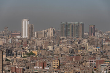 Fototapeta na wymiar Vista panorámica aerea de la ciudad del El Cairo, Egipto. 