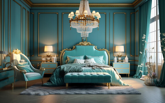 Blue and gold sale bedroom