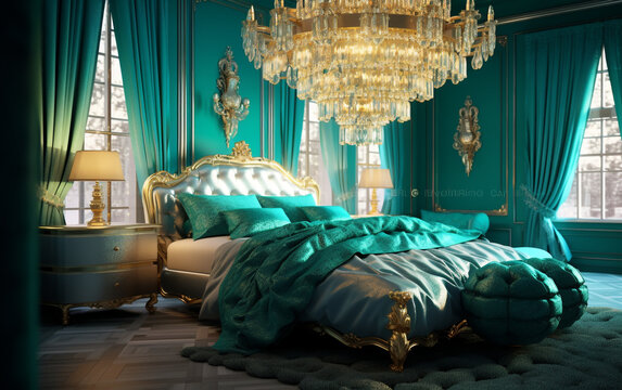 Gold and teal bedroom top