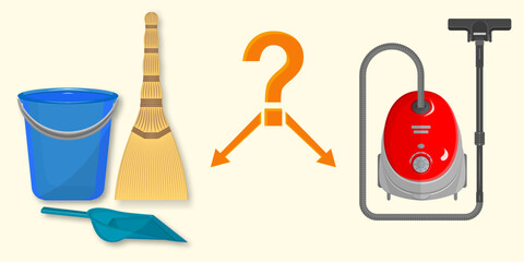 Cleaning tool set. Graphic design element. Vector illustration.