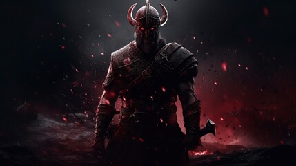 Naklejka premium Viking Warrior, Generative AI, Illustration