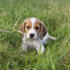 AI-generated Jack Russell Terrier puppy in the grass