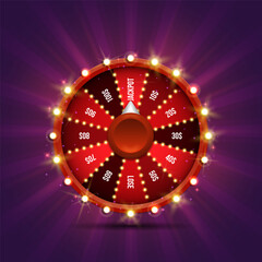 Wheel of fortune. Spinning lucky roulette on a bright background. Vector illustration.